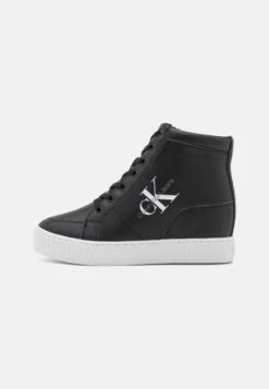 Calvin Klein Jeans Hidden Wedge Cupsole Laceup - High-Top Trainers - Black/Silver -Affordable Shoe Store 45735304c7f1497692501f754badc221