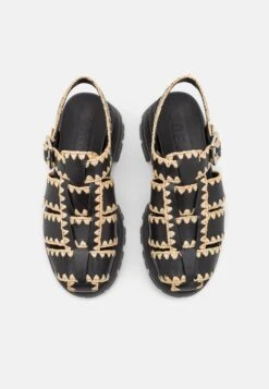 Loeffler Randall Talia Platform Fisherman - Platform Sandals - Black/Natural -Affordable Shoe Store 46451db883ad47898fdb381128276c89