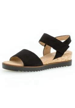 Gabor Comfort Wedge Sandals - Schwarz Kork/Schw