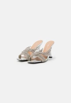 Heeled Mules - Silver -Affordable Shoe Store 6f355135aa6d47d29af2c345daaf0dc9